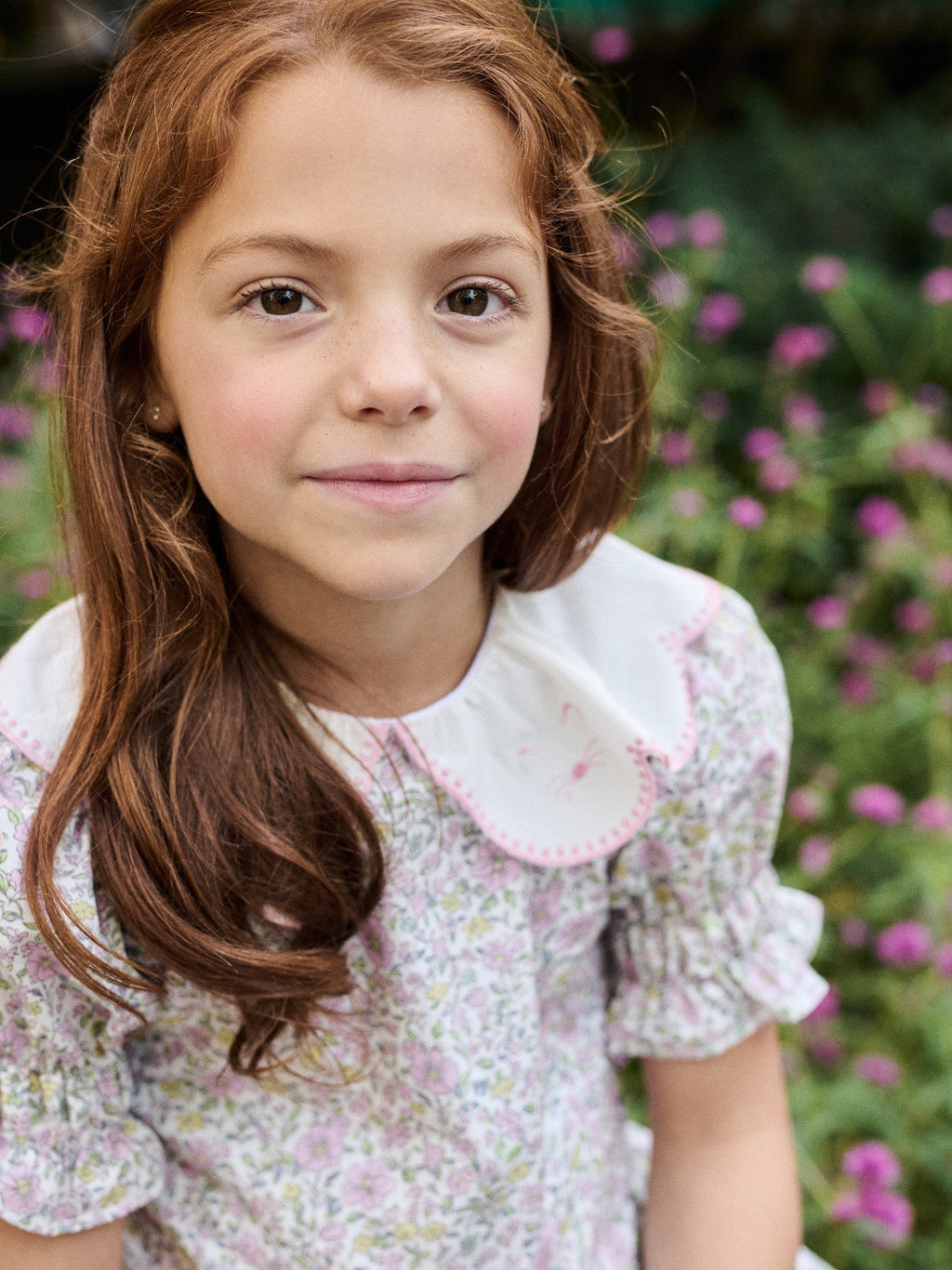 Robe Fille Taille Basse Fleurs Sauge