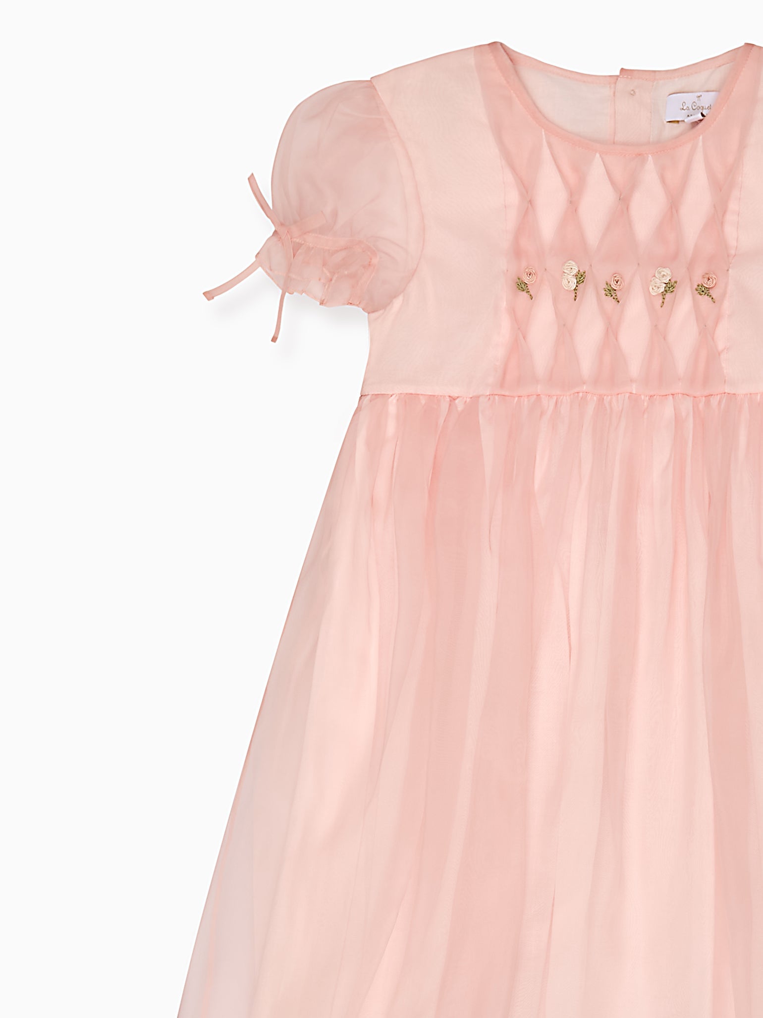 Robe de cérémonie fille en soie rose poudré