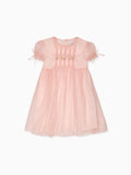 Robe de cérémonie fille en soie rose poudré