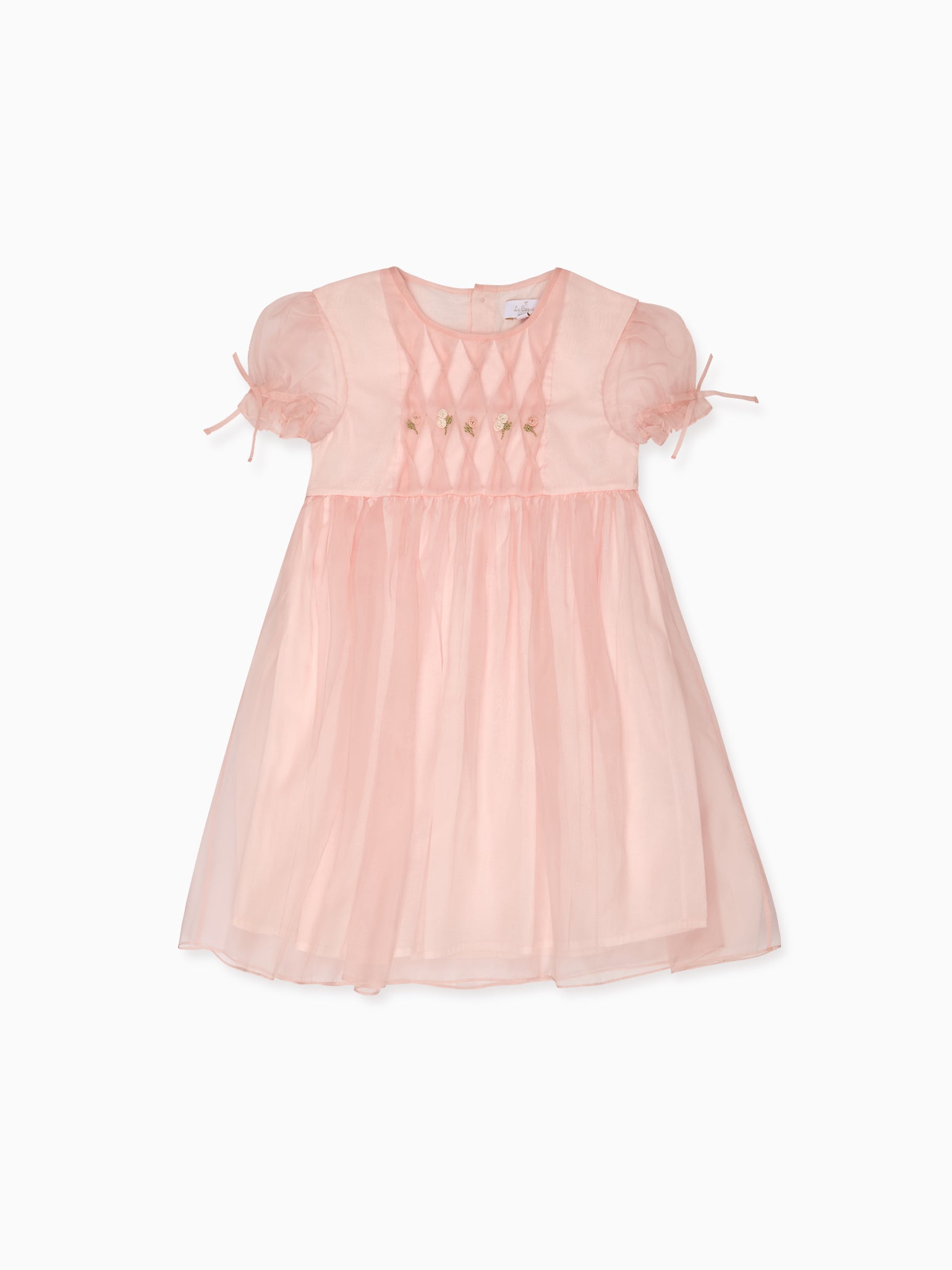 Robe de cérémonie fille en soie rose poudré