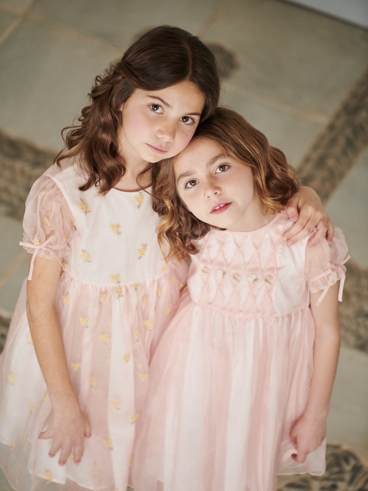 Robe de cérémonie fille en soie rose poudré
