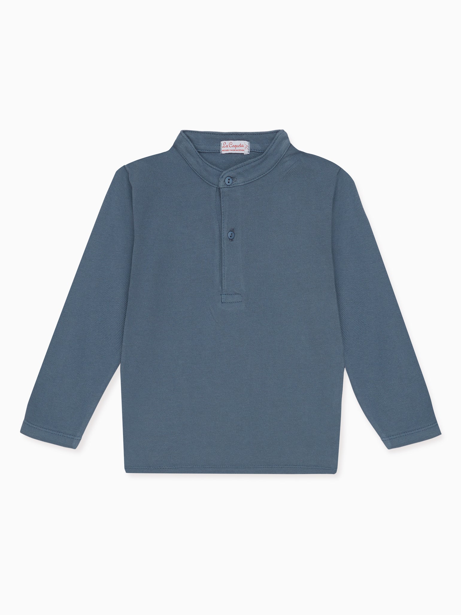 Polo à manches longues bleu gris pour garçon