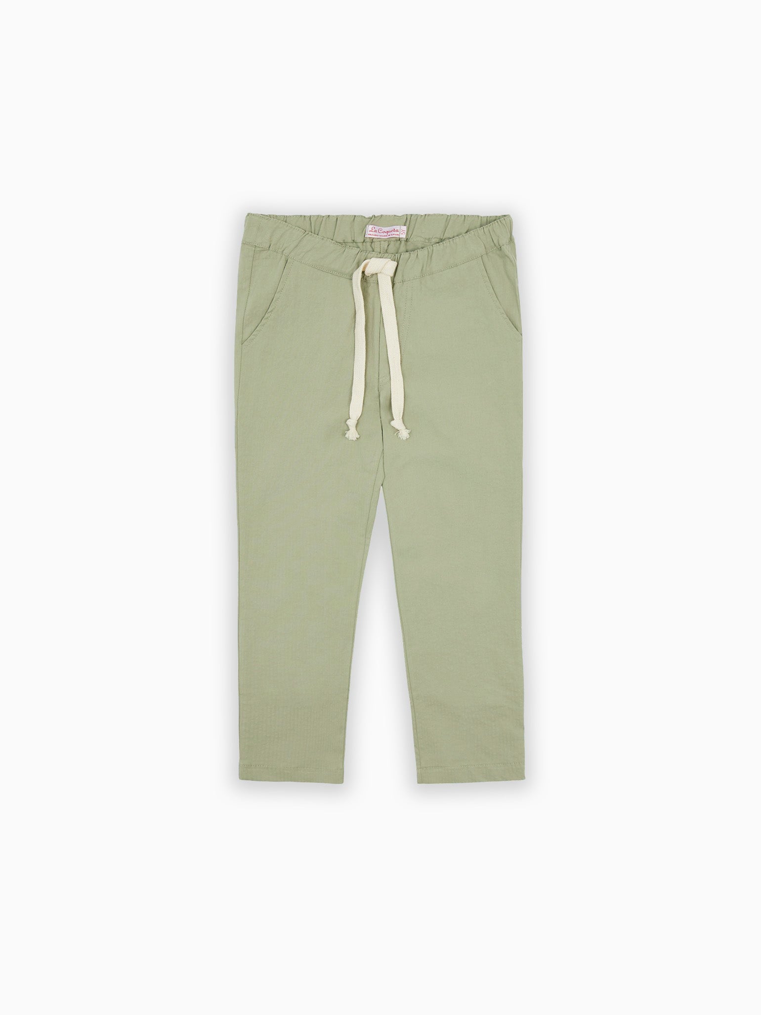 Pantalon en coton vert sauge pour garçon