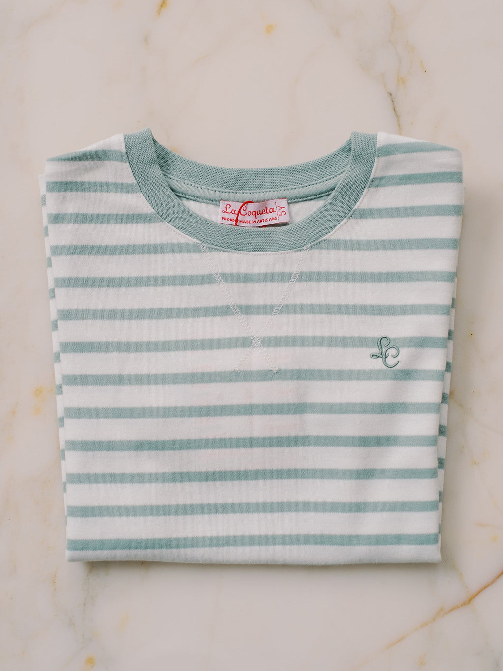 T-shirt enfant rayé vert