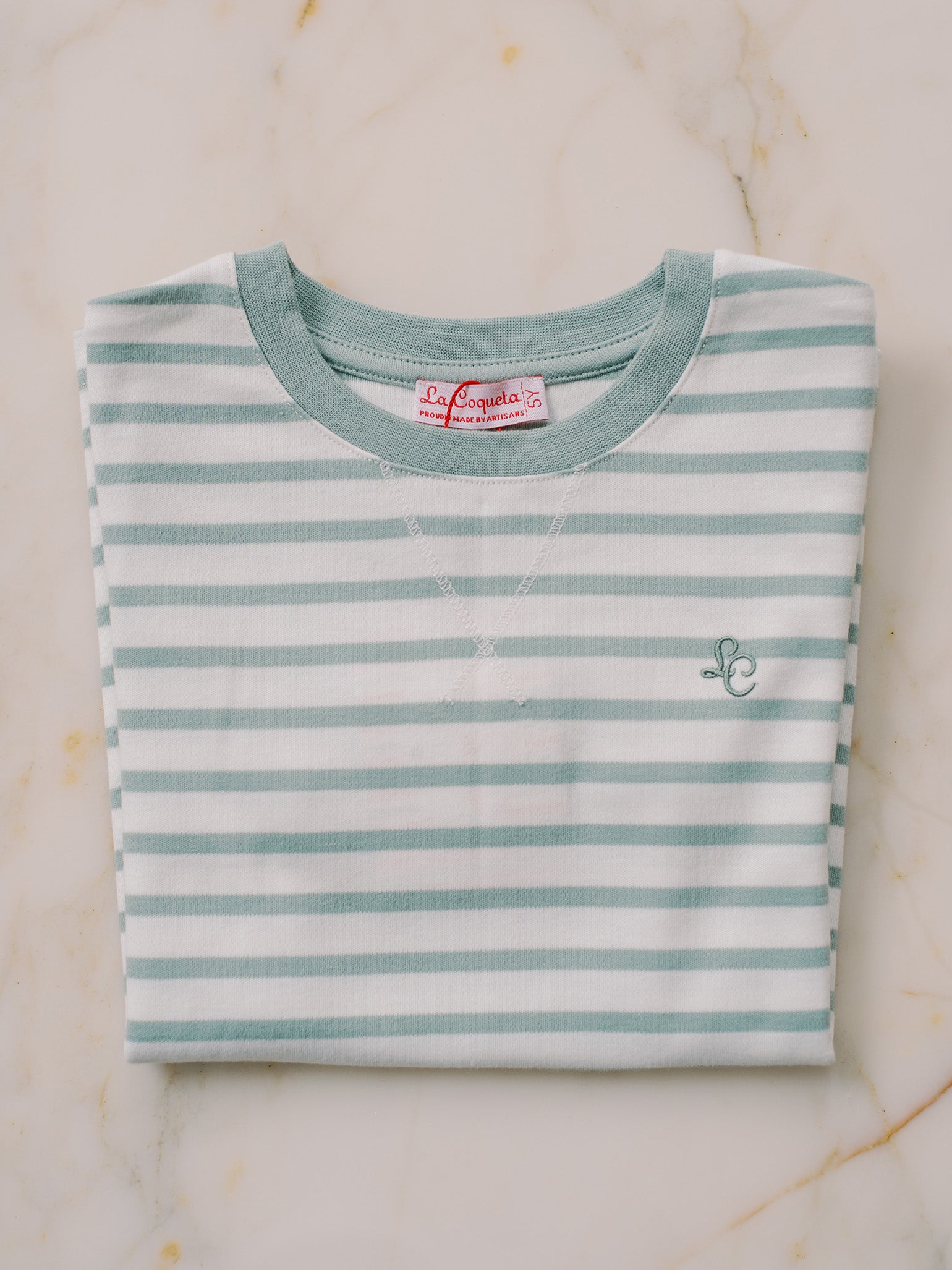 T-shirt enfant rayé vert