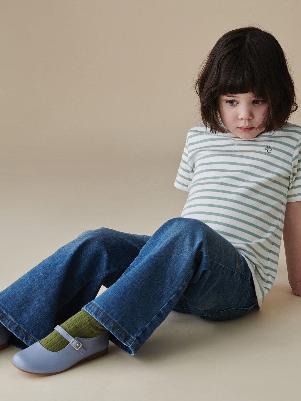 T-shirt enfant rayé vert