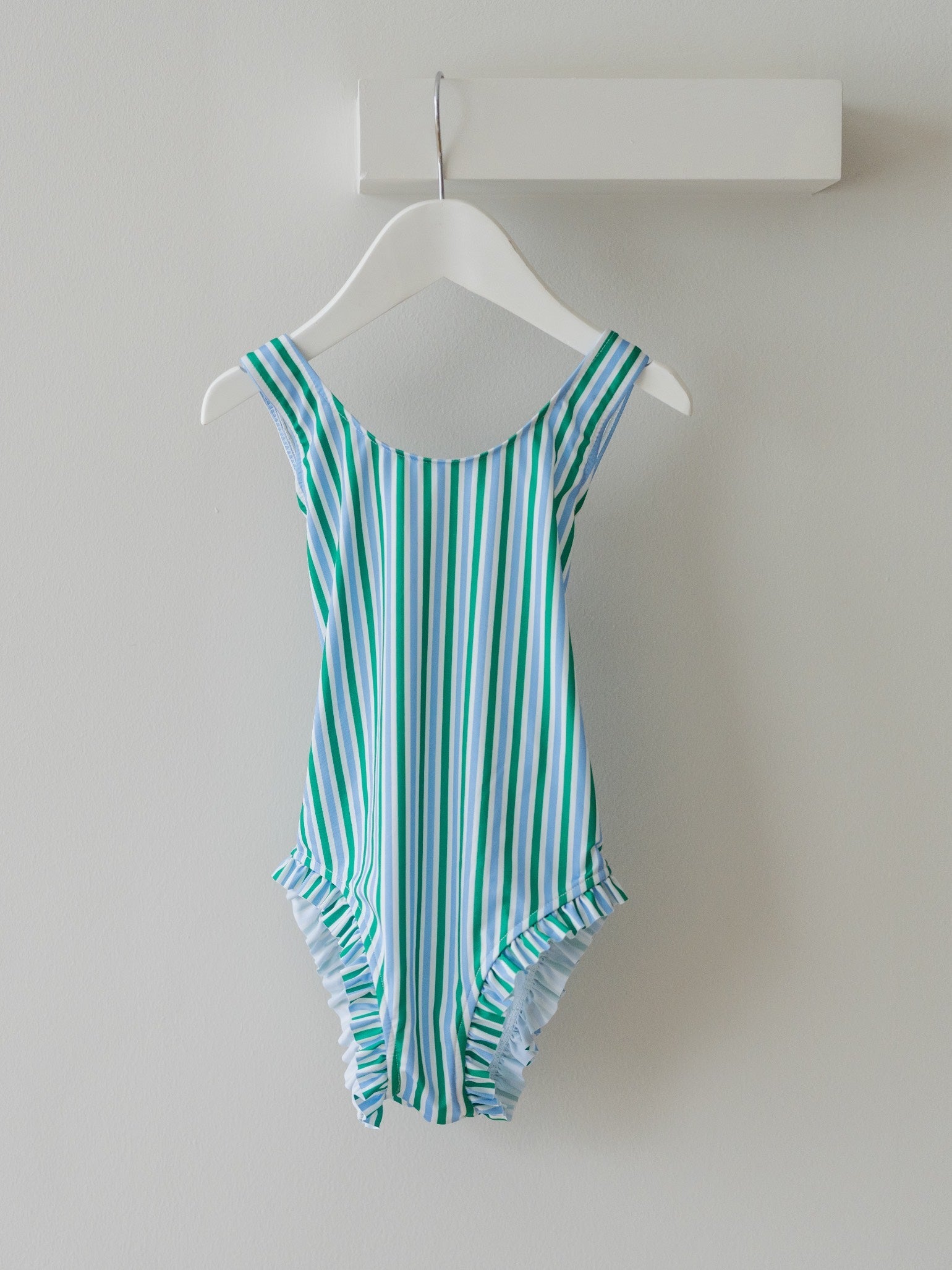 Maillot de bain fille rayé vert