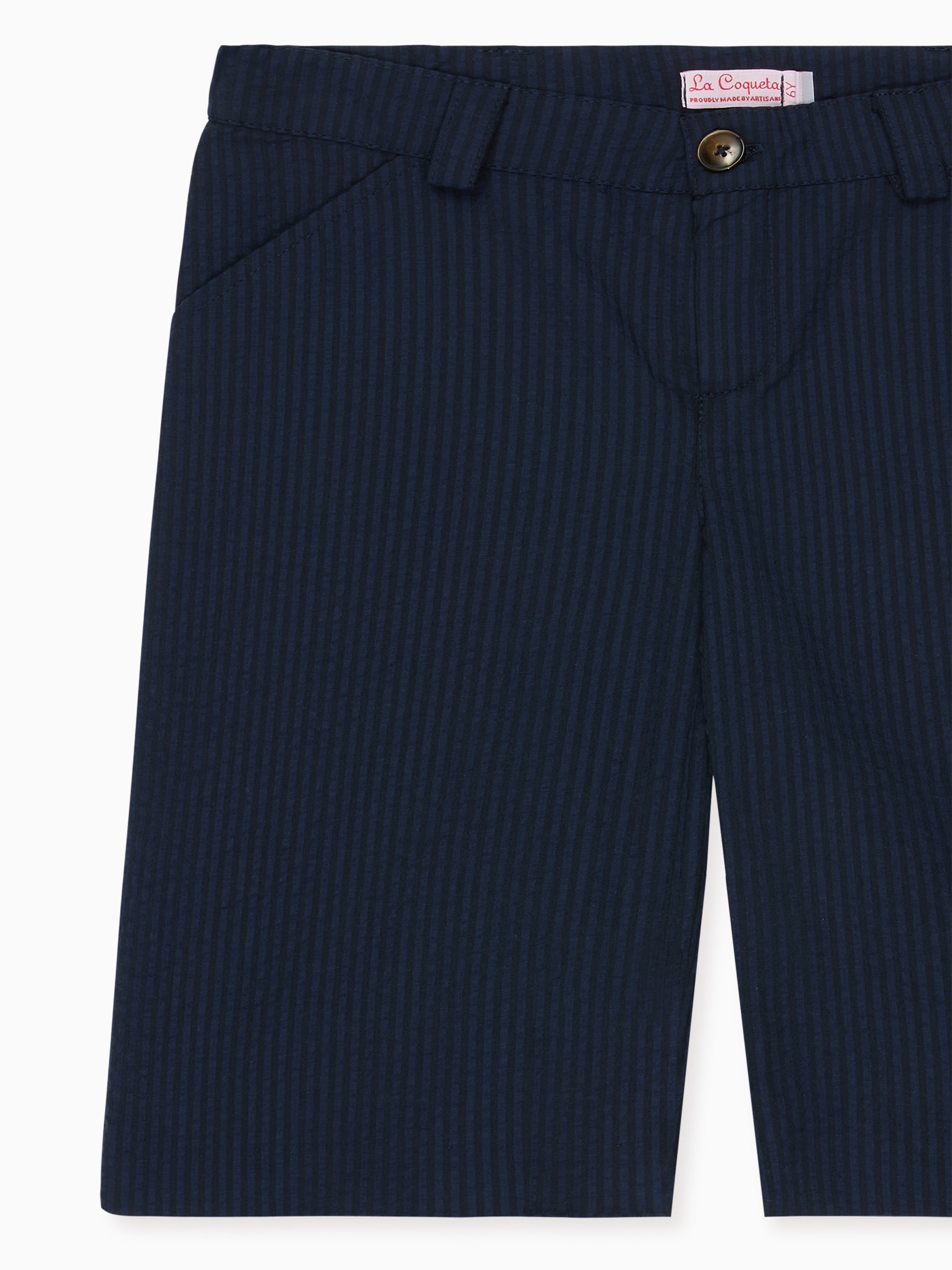 Shorts chinos en seersucker bleu marine pour garçon