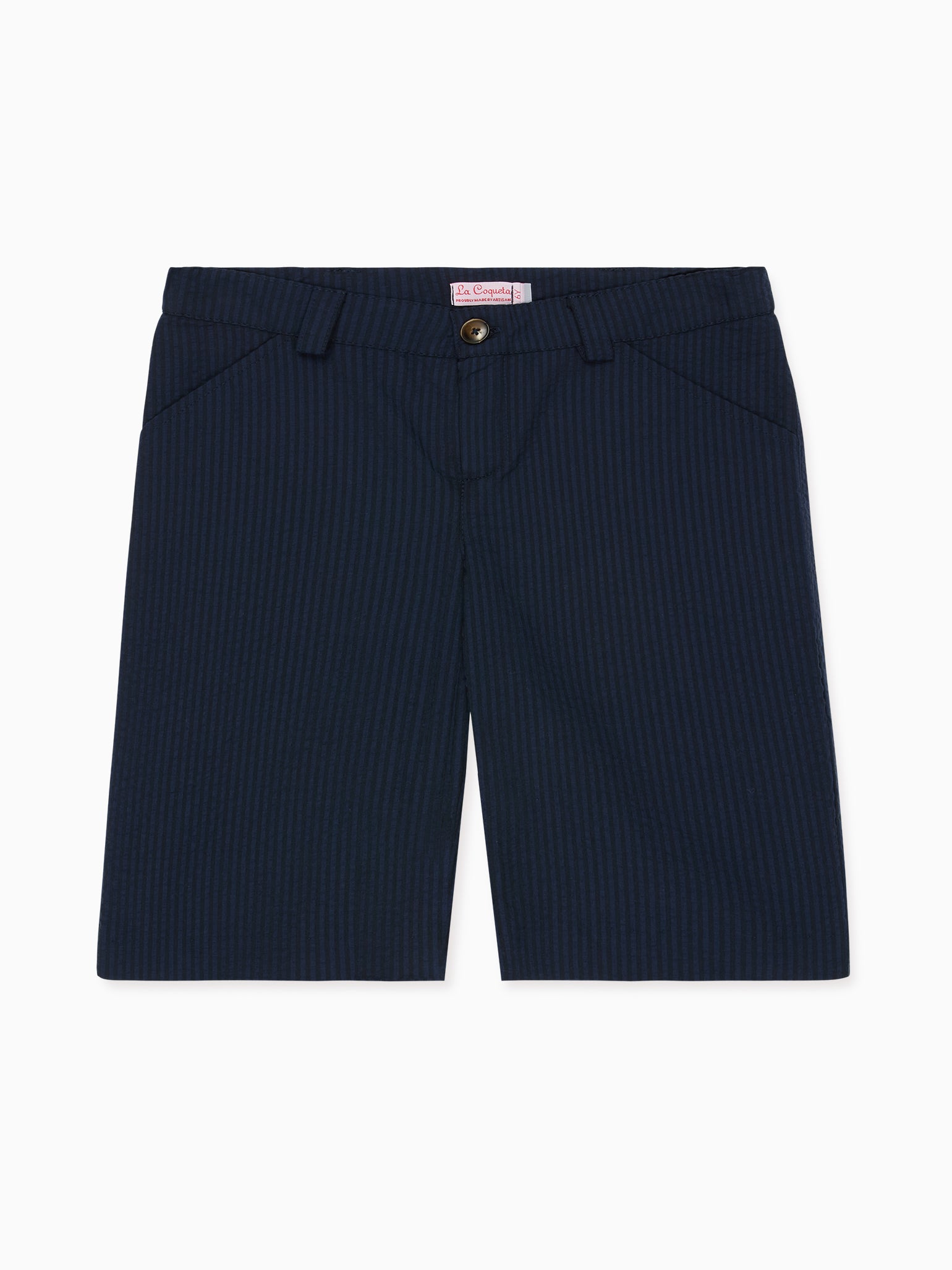 Shorts chinos en seersucker bleu marine pour garçon