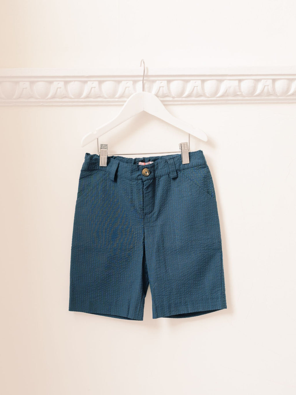 Shorts chinos en seersucker bleu marine pour garçon