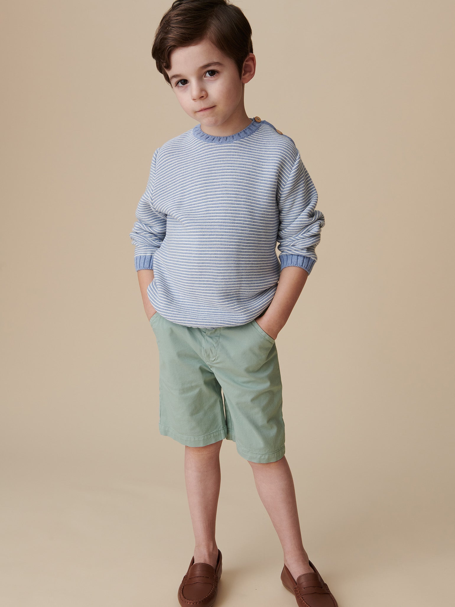 Shorts chino vert sauge pour garçon