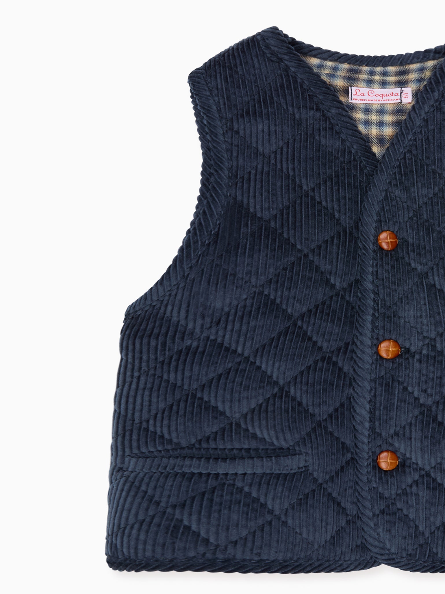 Gilet sans manches en velours côtelé bleu pour enfants