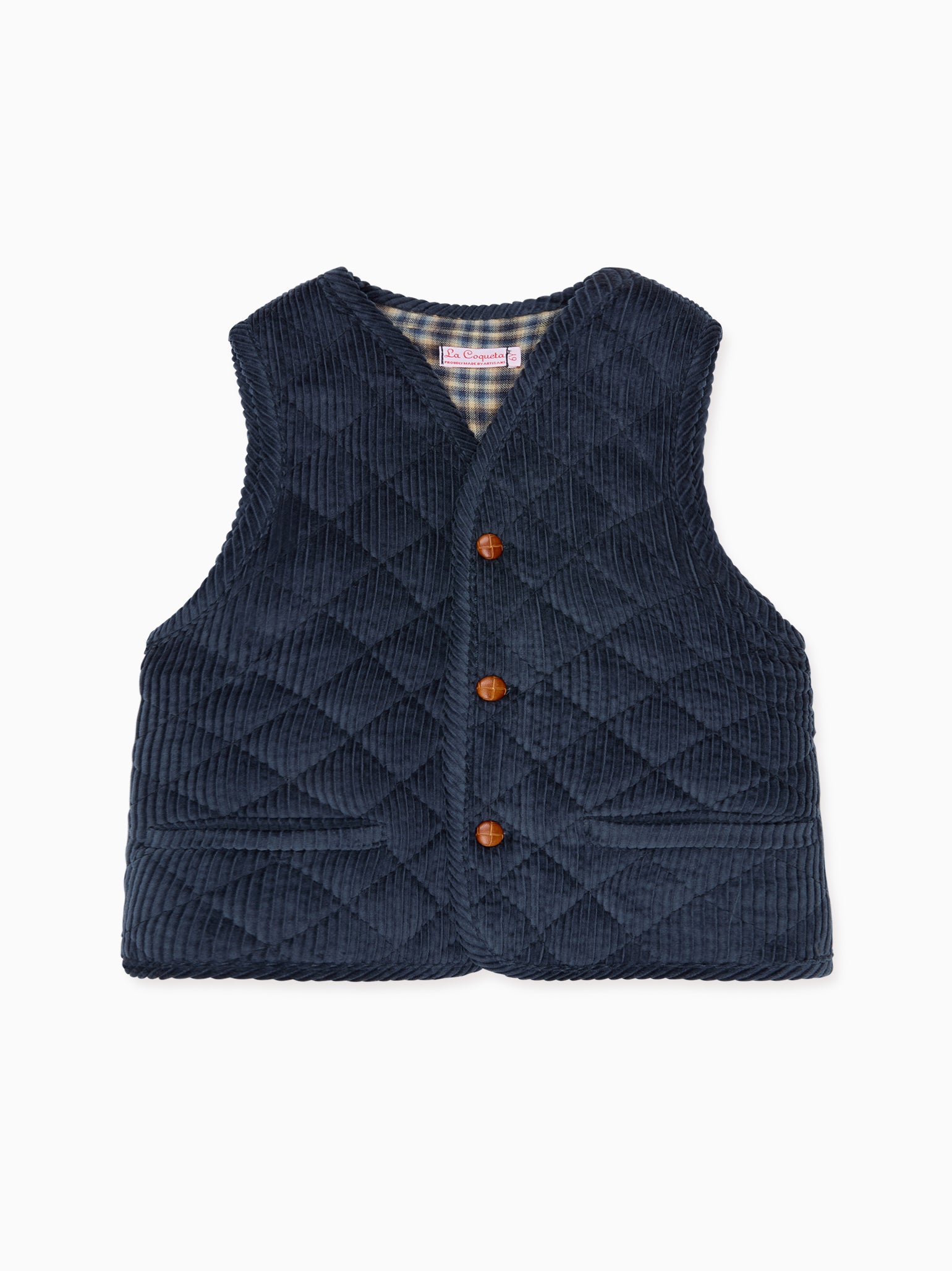 Gilet sans manches en velours côtelé bleu pour enfants