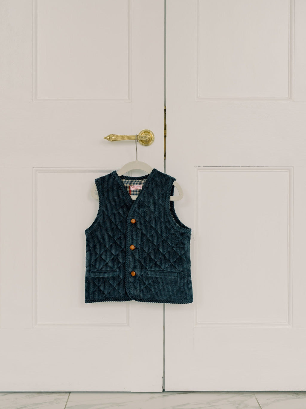 Gilet sans manches en velours côtelé bleu pour enfants