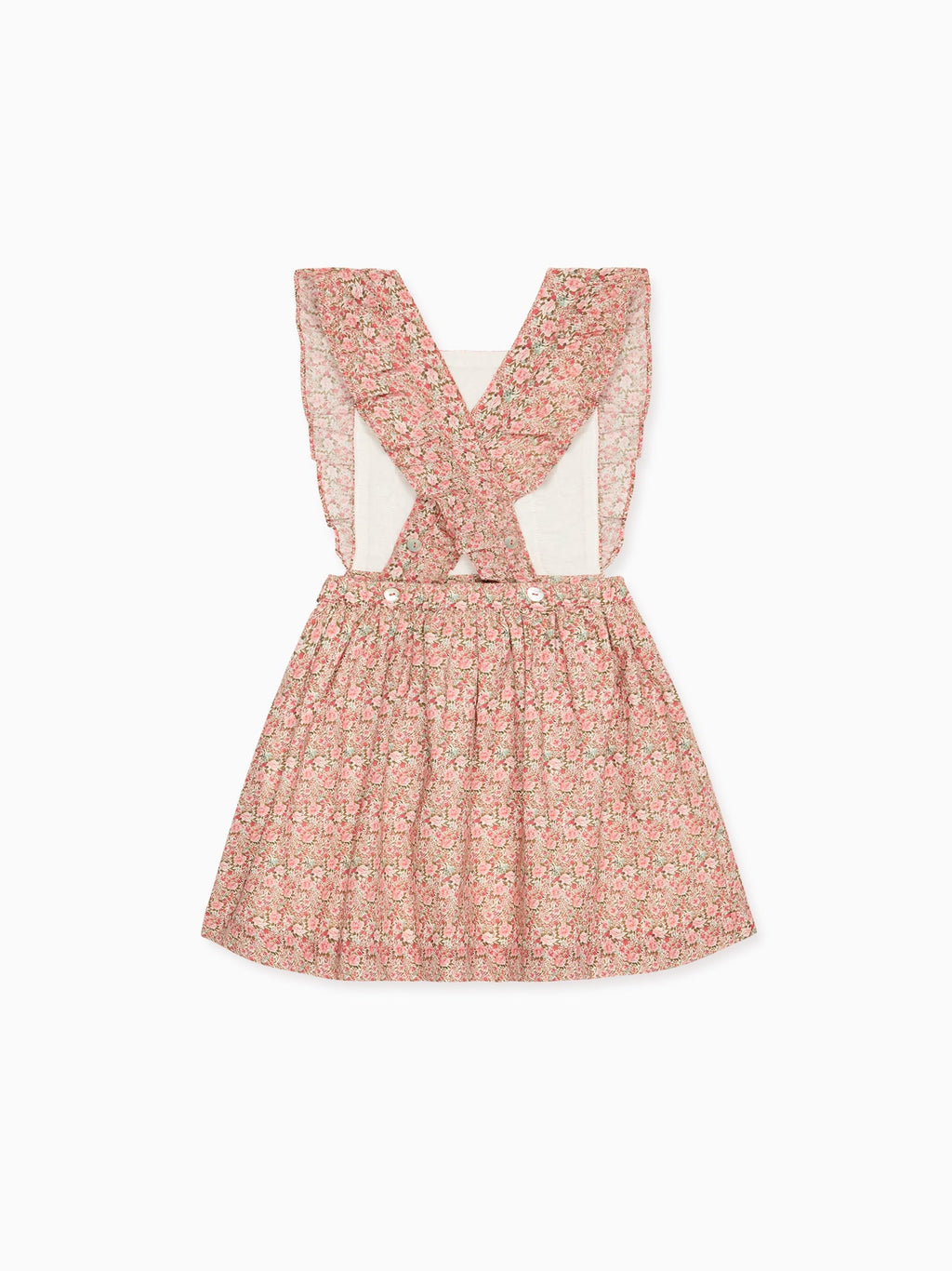 Salopette-jupe corail florale pour fille