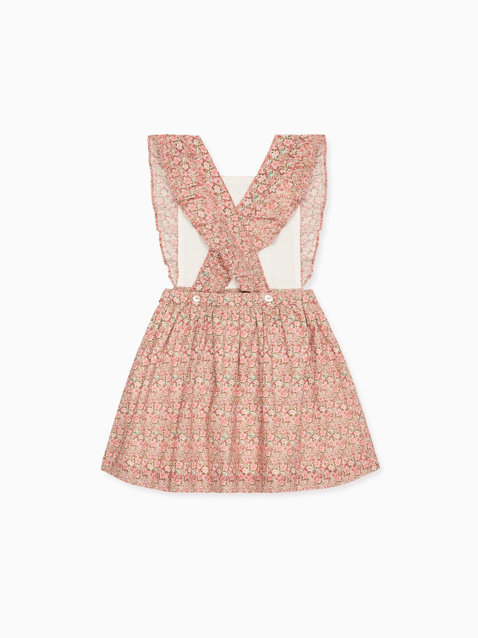 Salopette-jupe corail florale pour fille