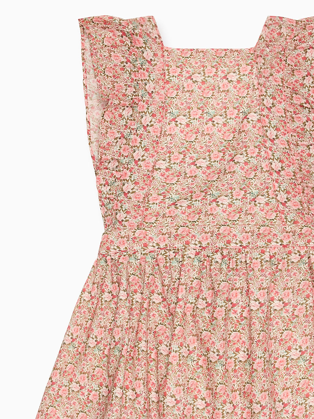 Salopette-jupe corail florale pour fille