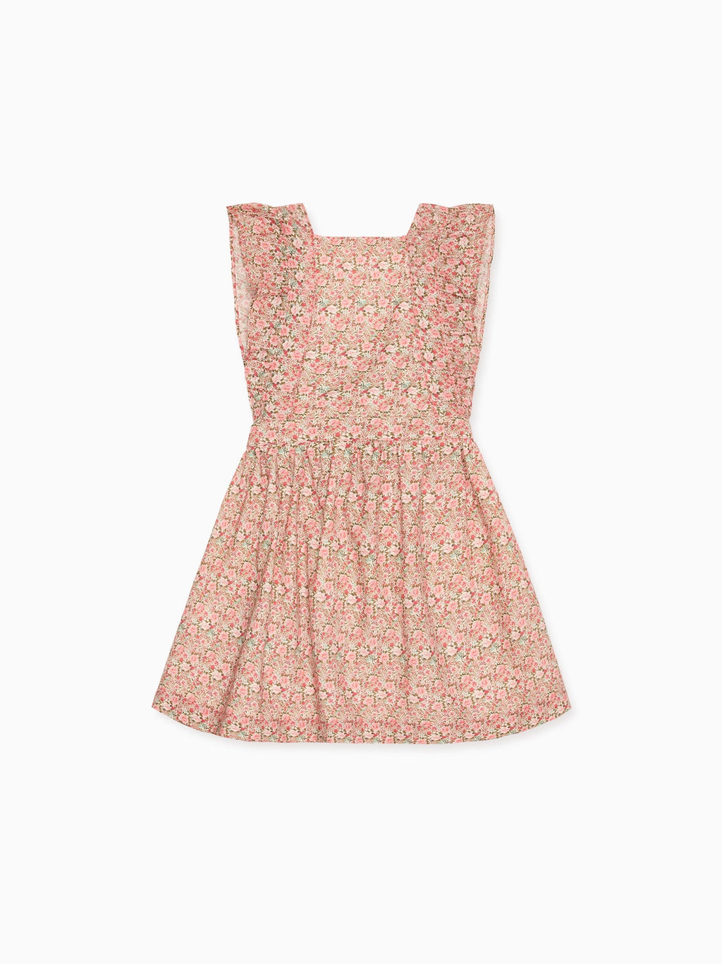 Salopette-jupe corail florale pour fille
