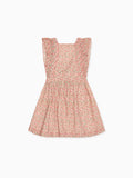 Salopette-jupe corail florale pour fille