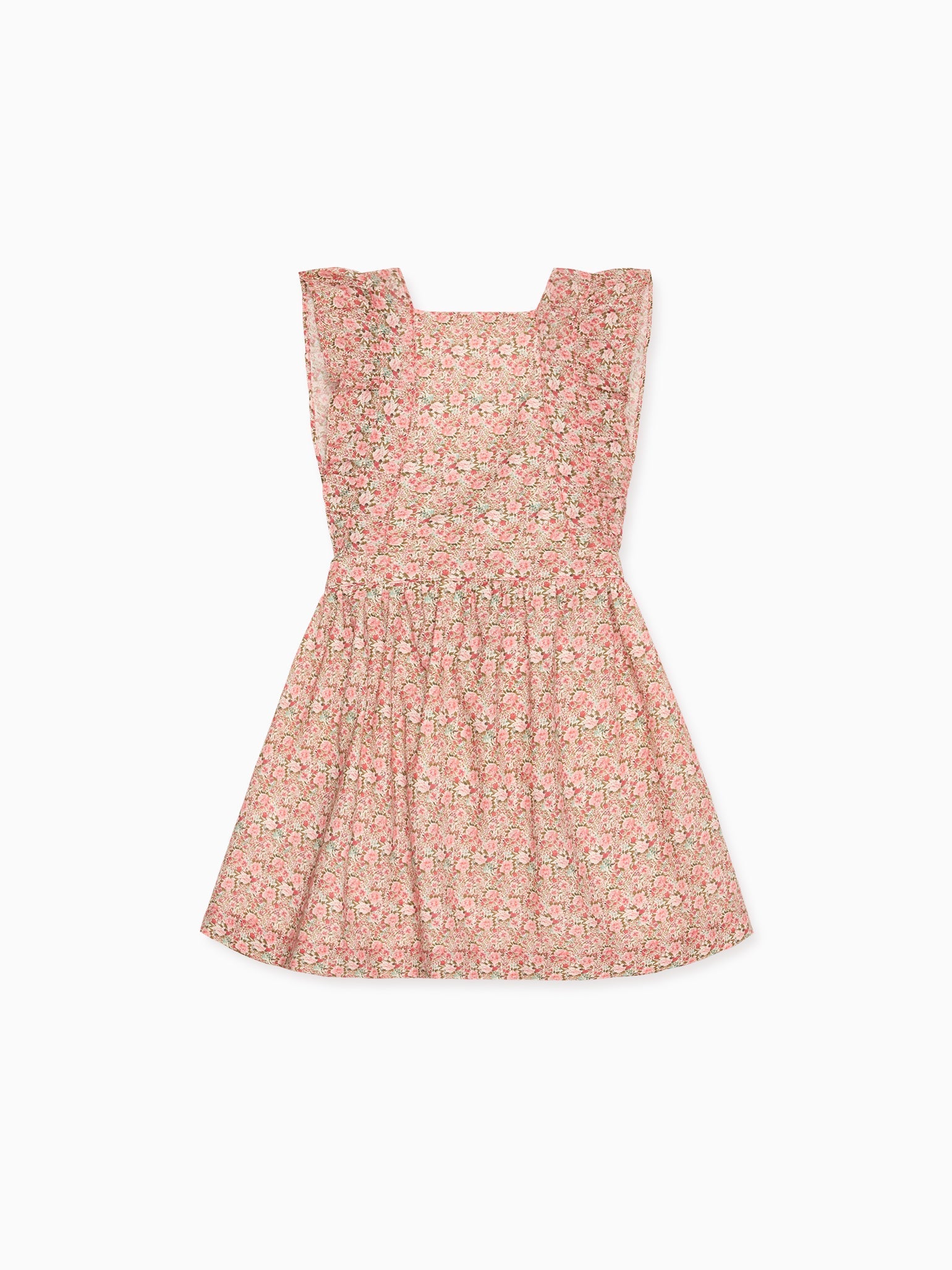 Salopette-jupe corail florale pour fille
