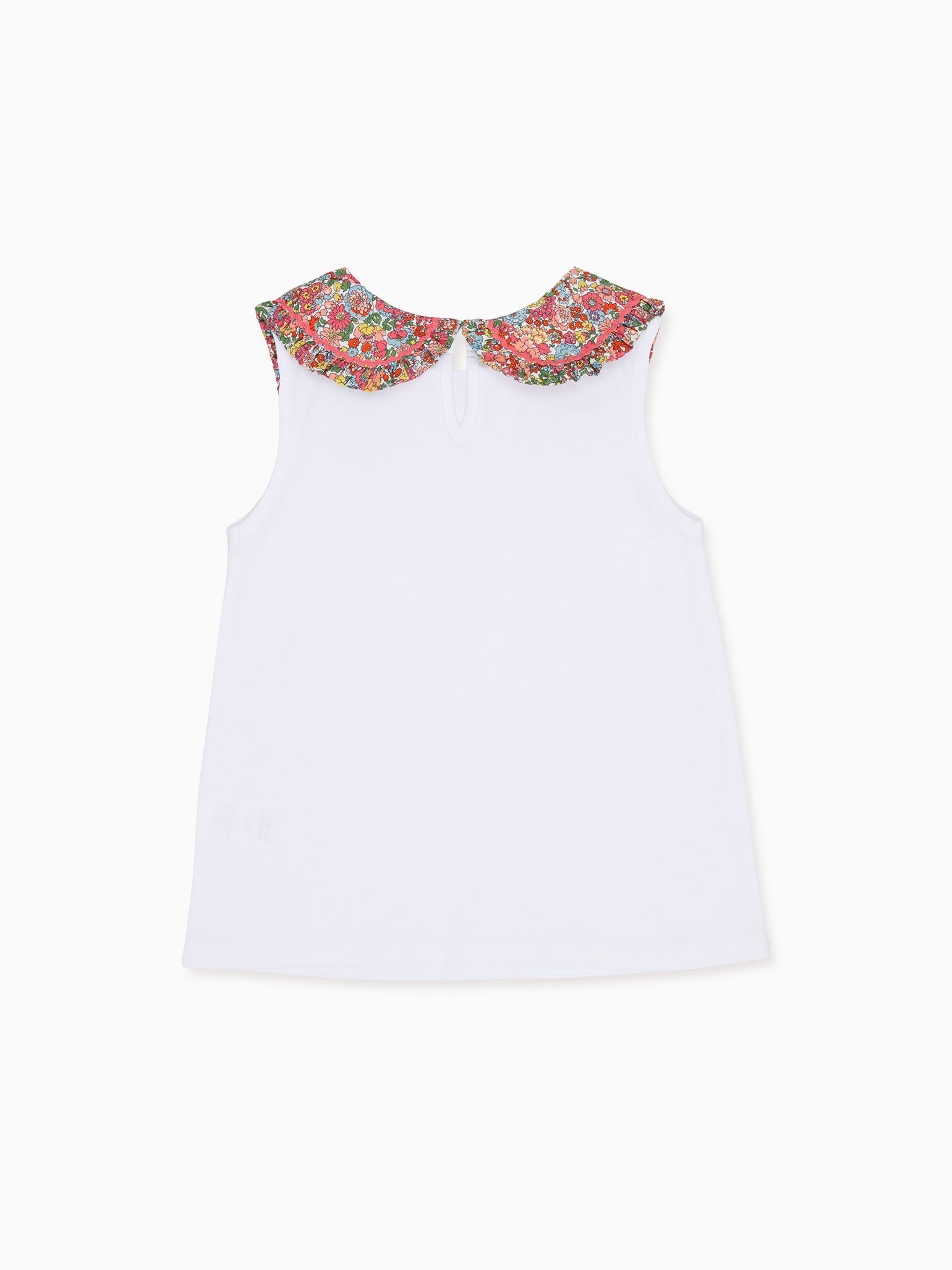 Haut fillette corail à fleurs en tissu Liberty