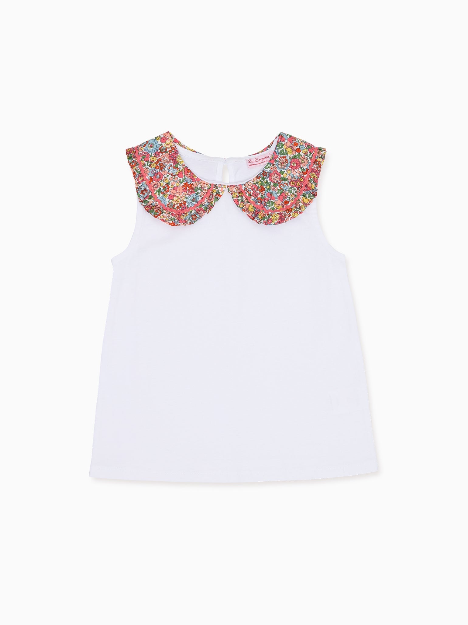 Haut fillette corail à fleurs en tissu Liberty