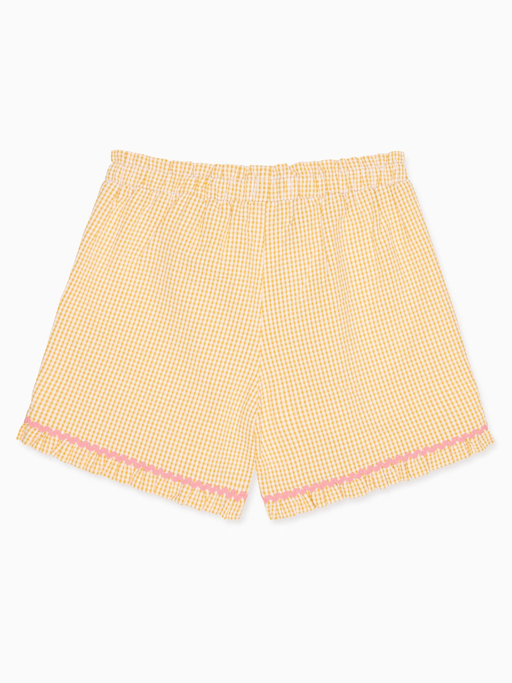Short pour fille en coton vichy jaune