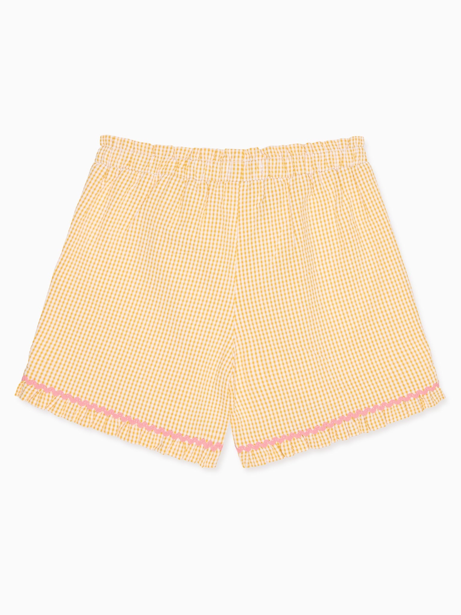 Short pour fille en coton vichy jaune