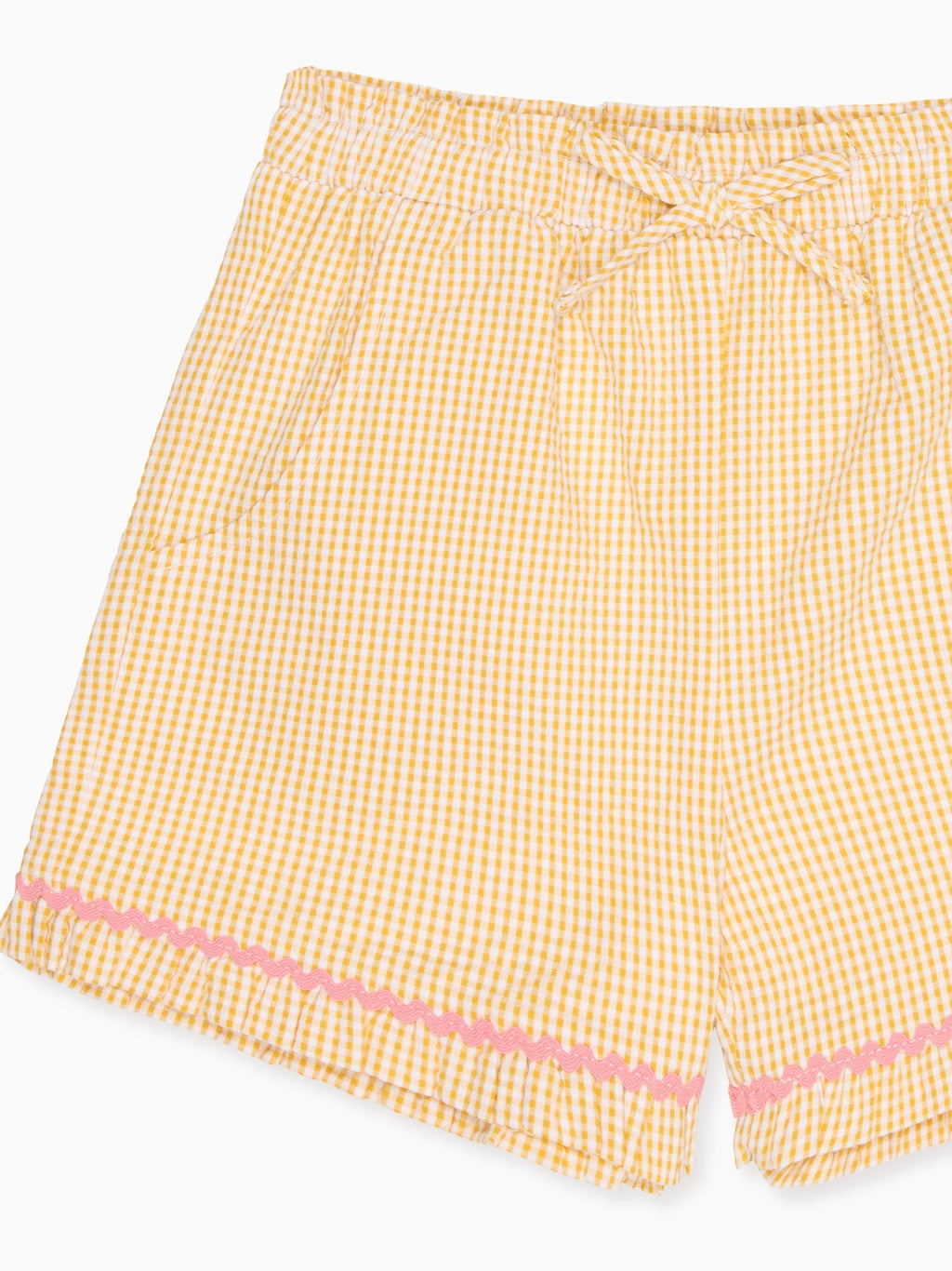 Short pour fille en coton vichy jaune