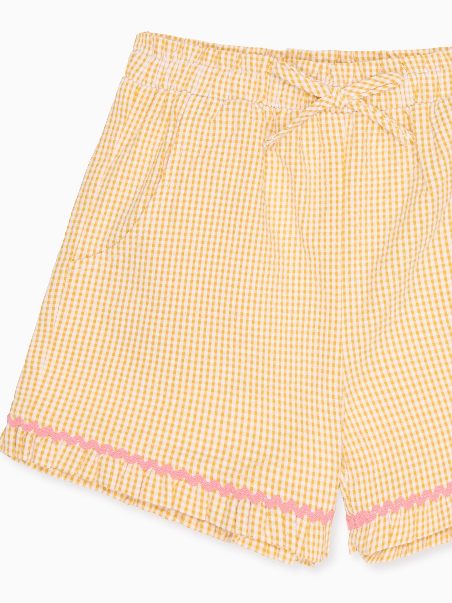 Short pour fille en coton vichy jaune