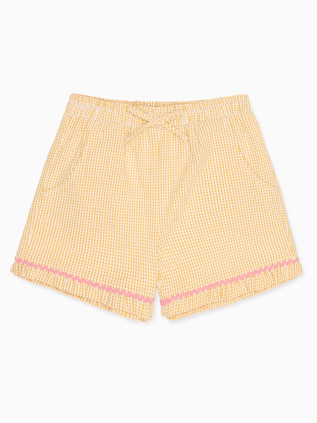 Short pour fille en coton vichy jaune