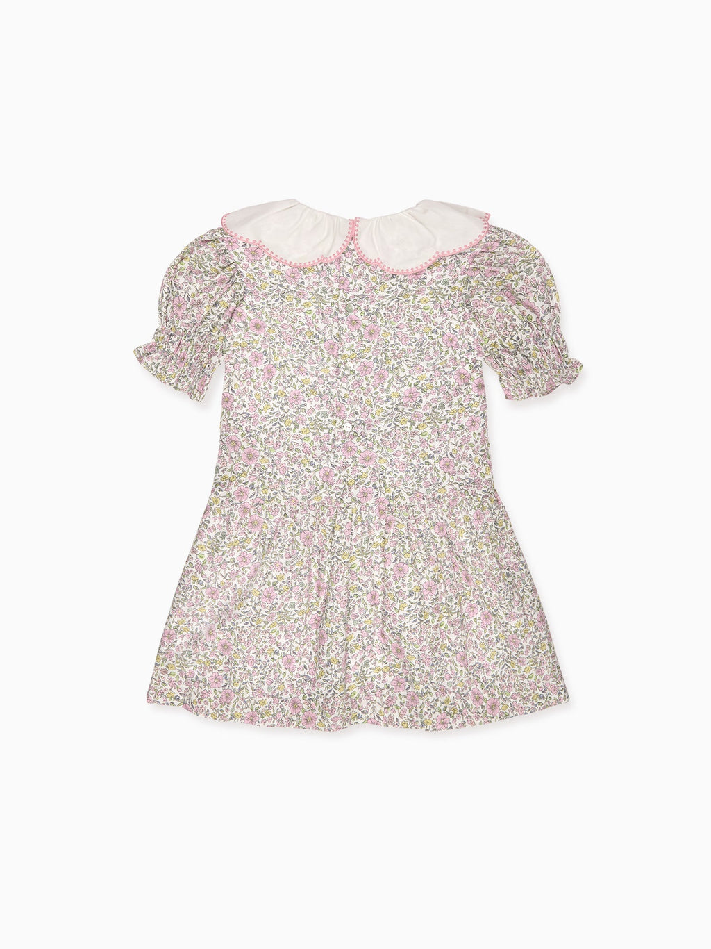 Robe Fille Taille Basse Fleurs Sauge