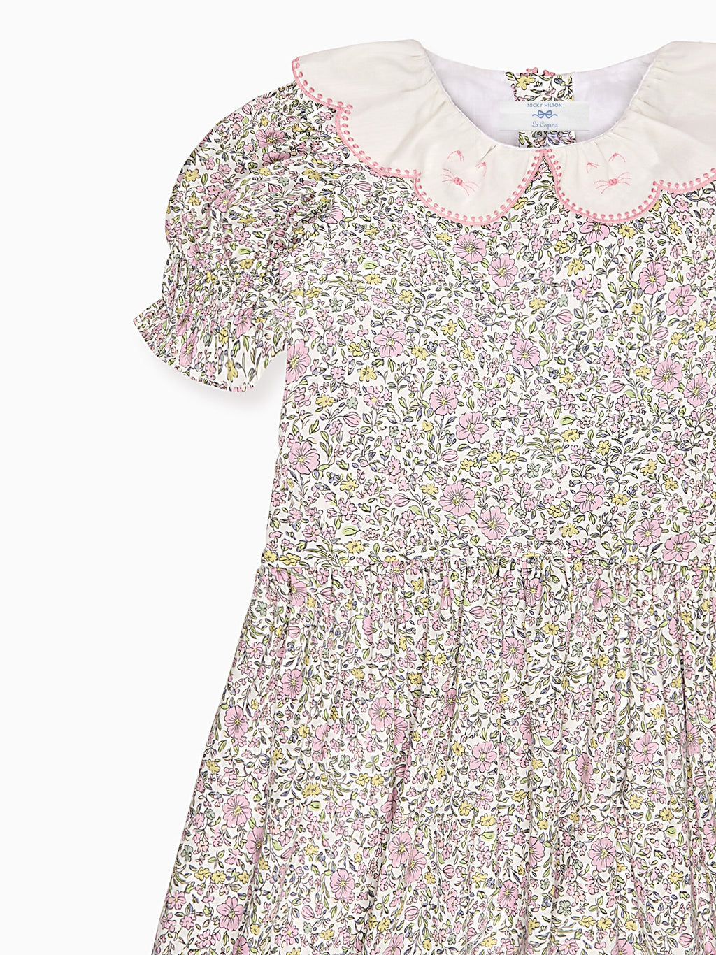 Robe Fille Taille Basse Fleurs Sauge