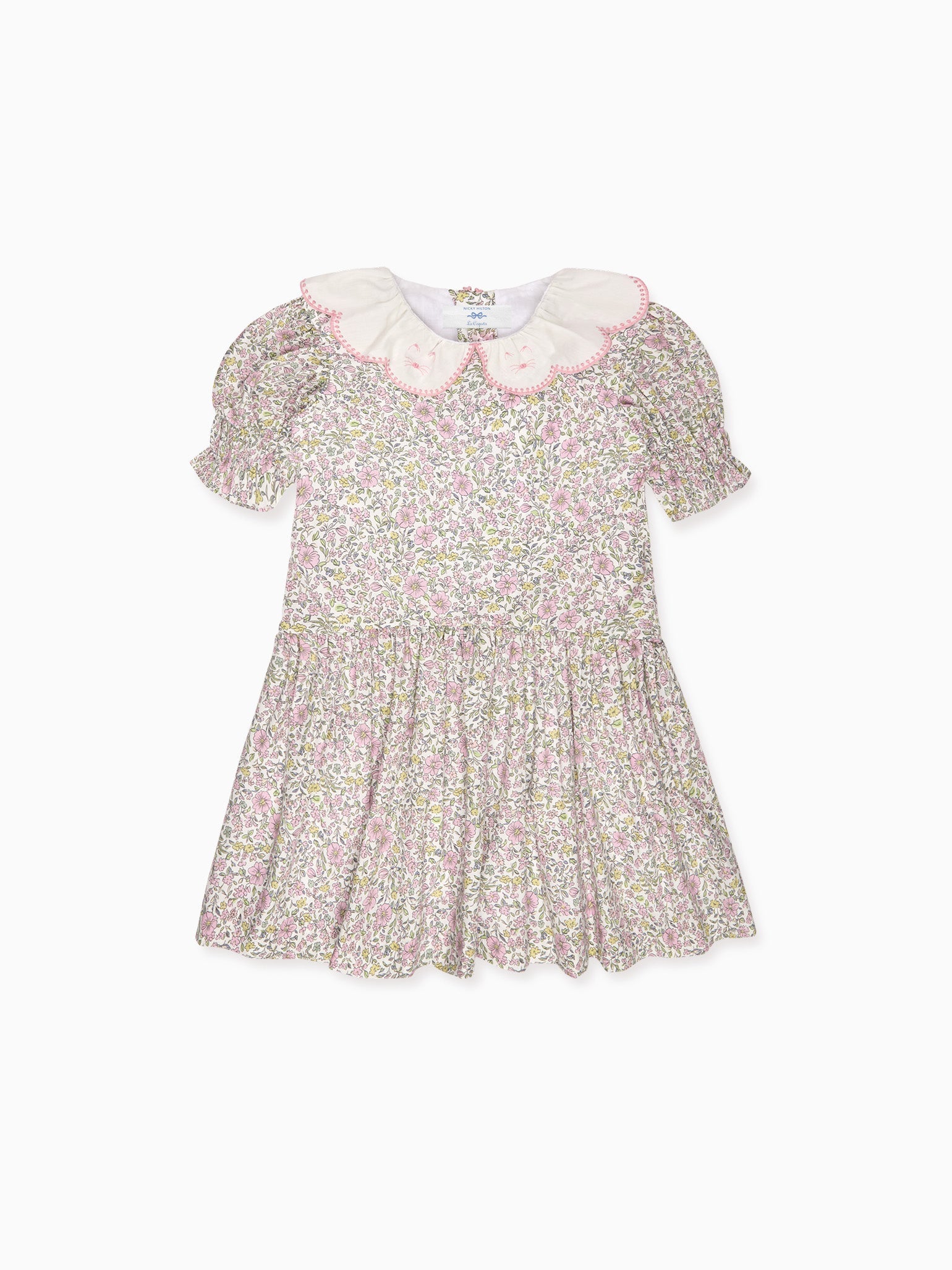 Robe Fille Taille Basse Fleurs Sauge