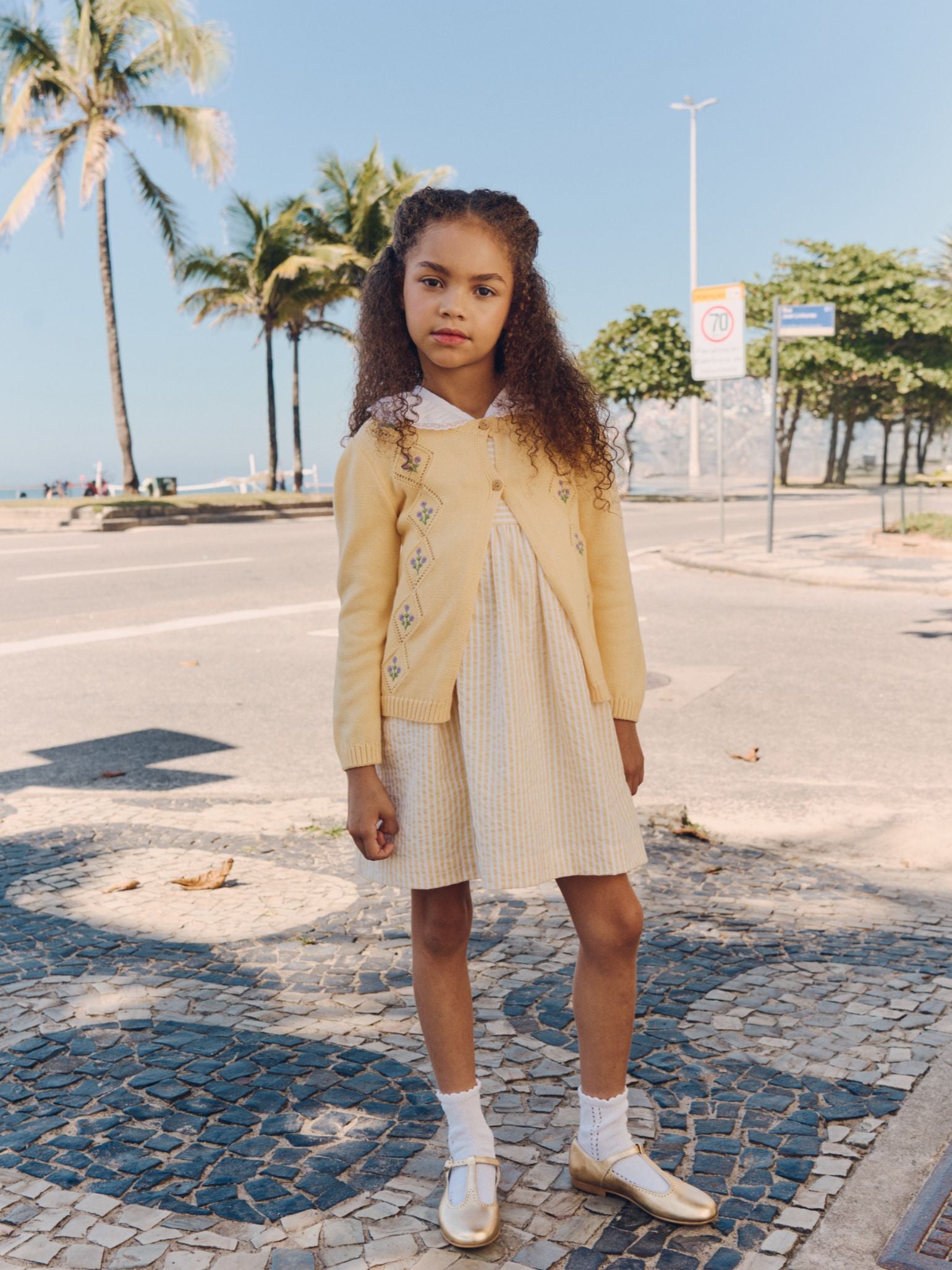 Gilet en coton citron pour fille