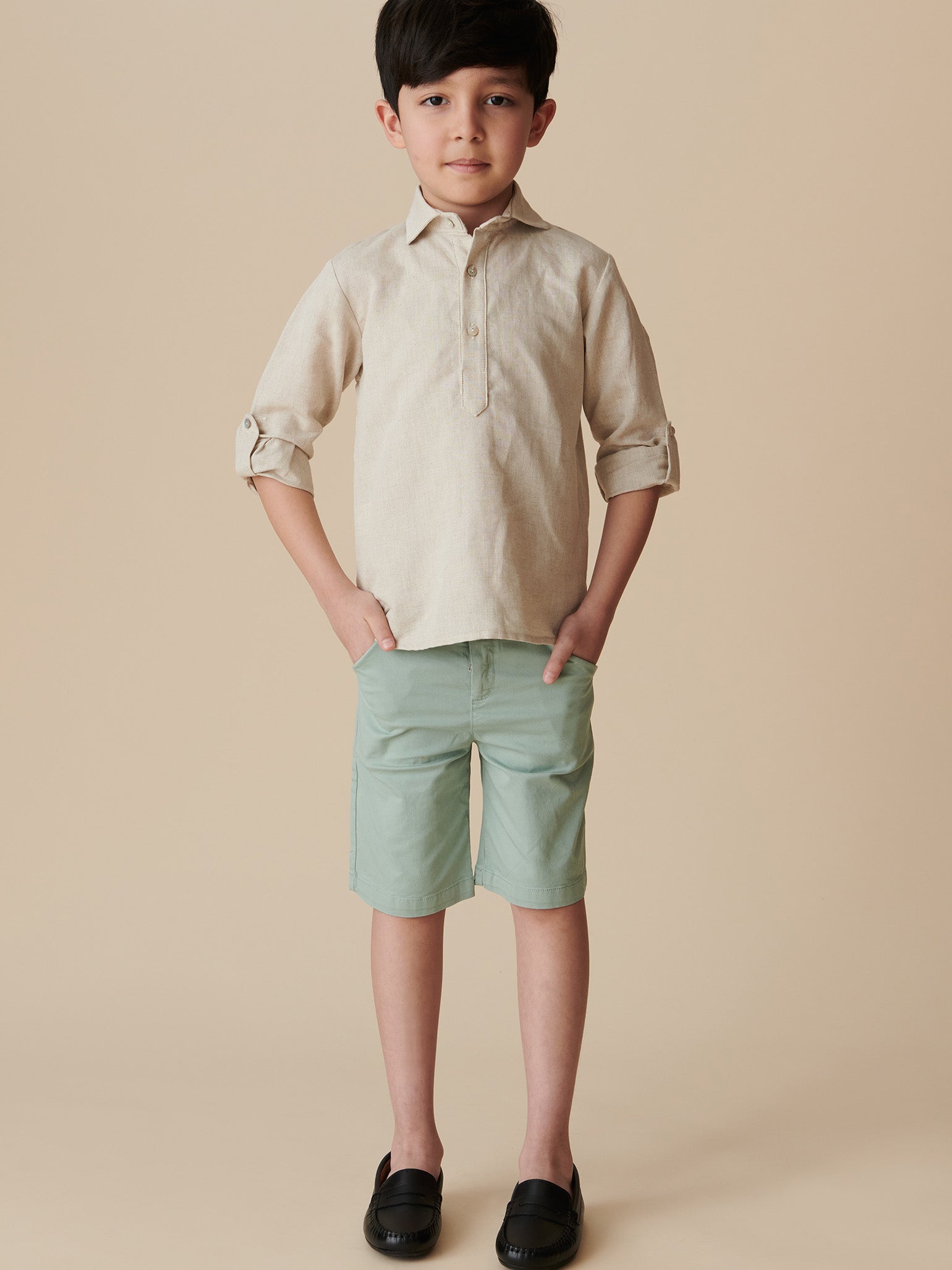 Shorts chino vert sauge pour garçon