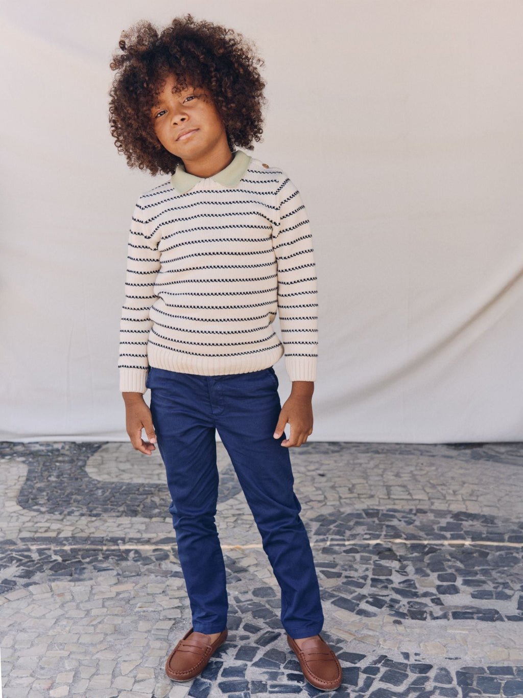Pull en coton rayé marine pour garçon