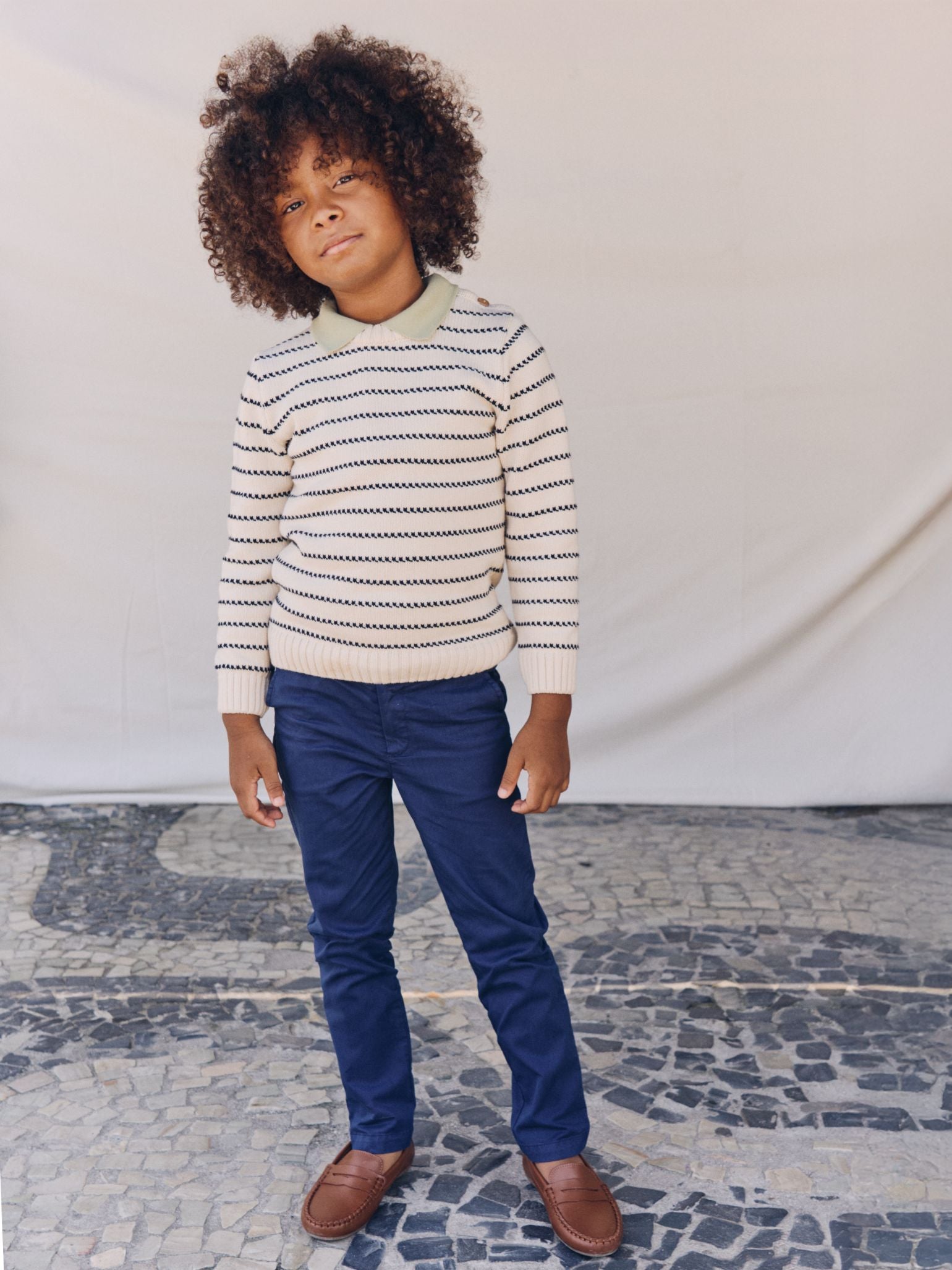 Pull en coton rayé marine pour garçon