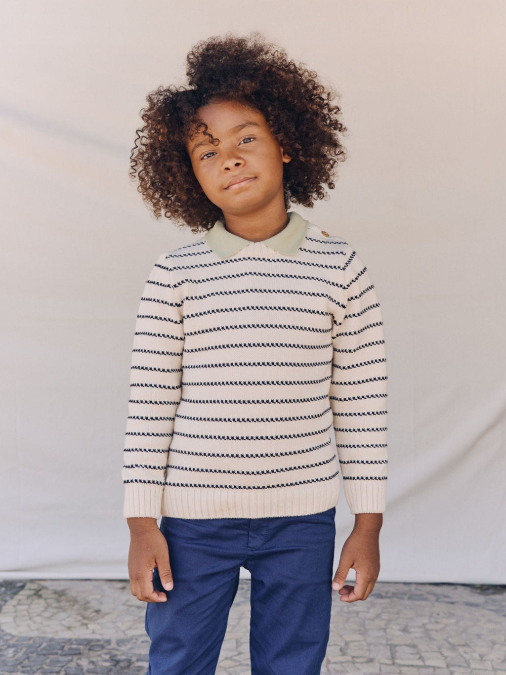 Pull en coton rayé marine pour garçon