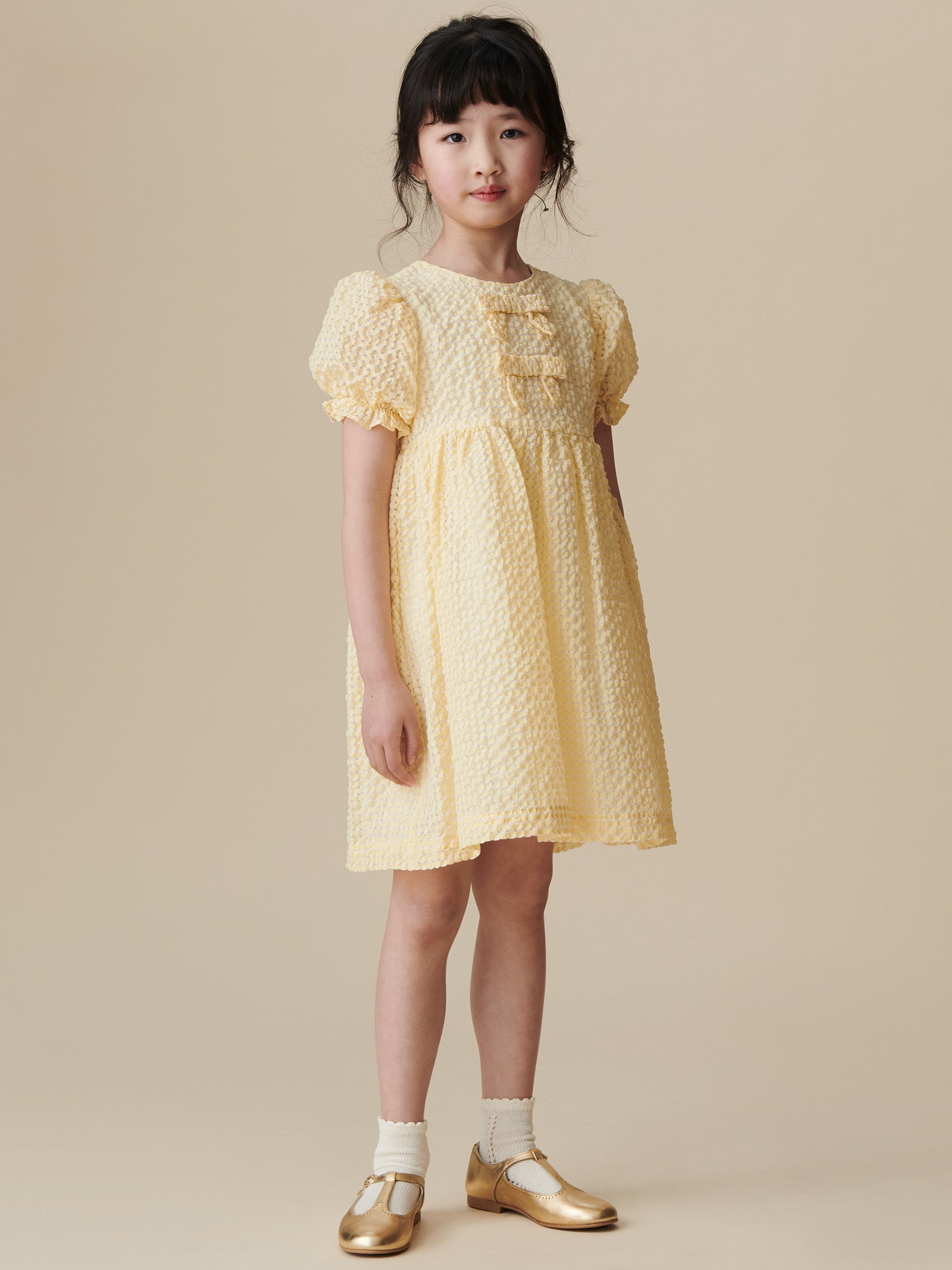 Robe de cérémonie fille jaune pâle