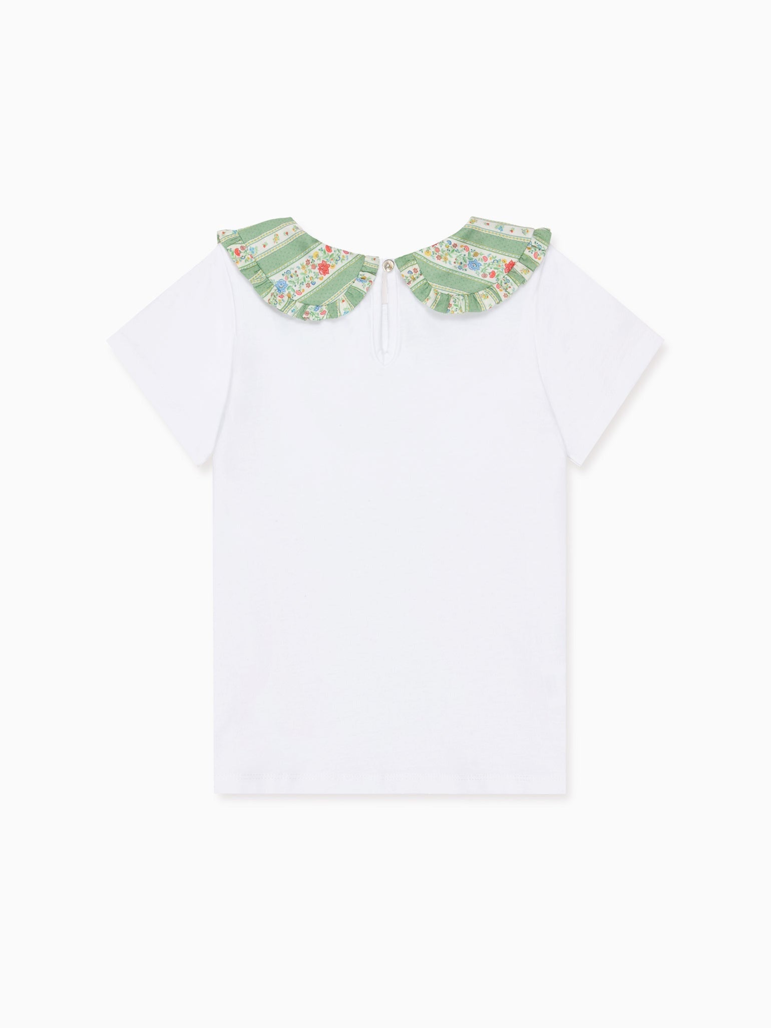 Haut fillette rayé floral sauge