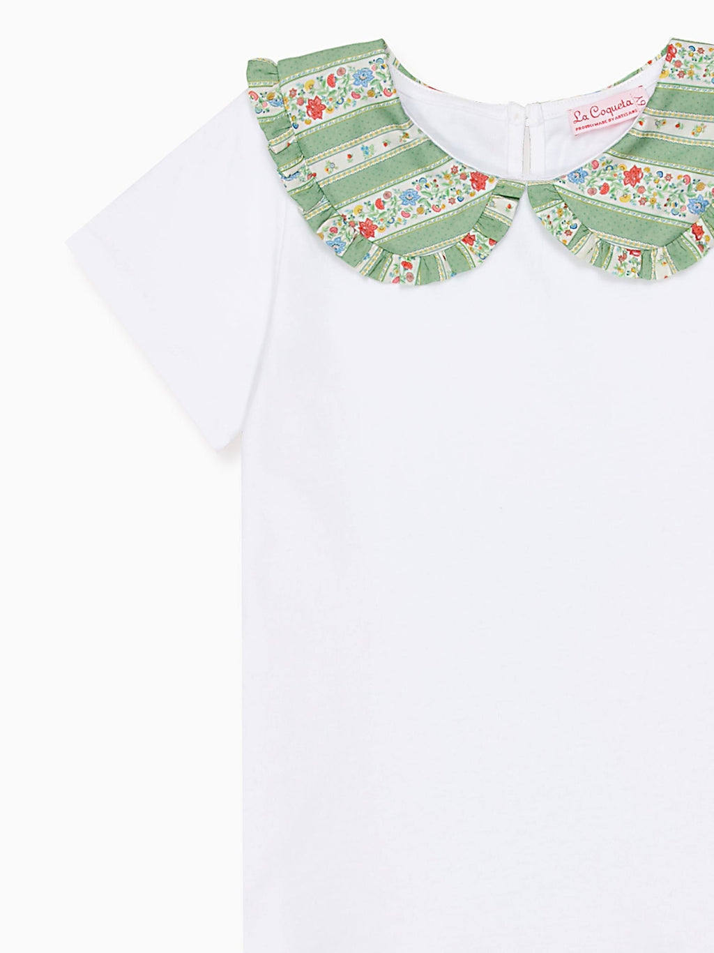 Haut fillette rayé floral sauge