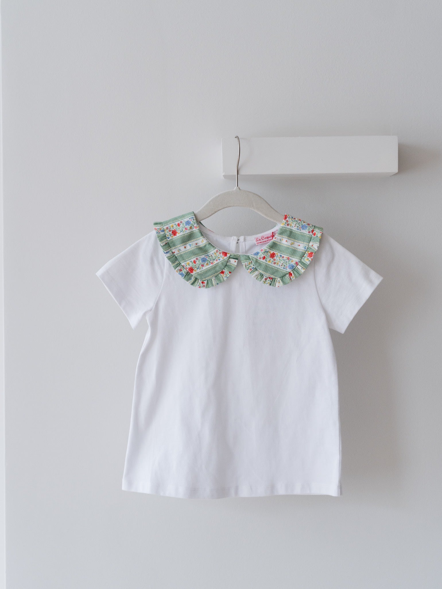 Haut fillette rayé floral sauge