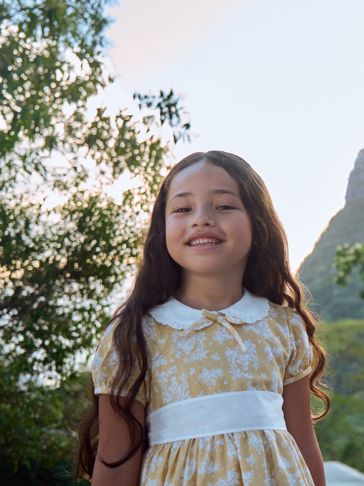 Robe fille toile jaune