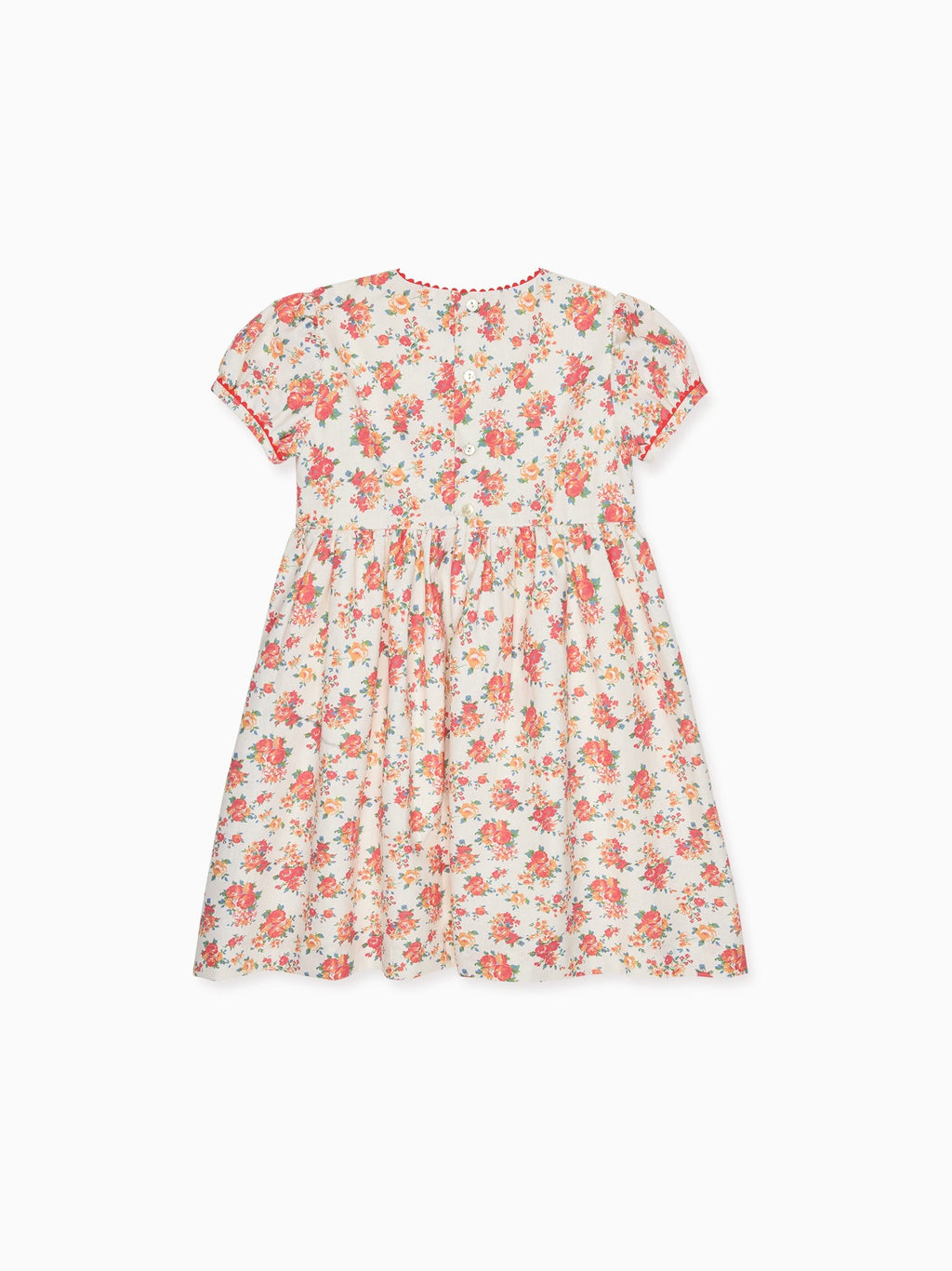 Robe Fillette Smocks Main Motif Floral Corail