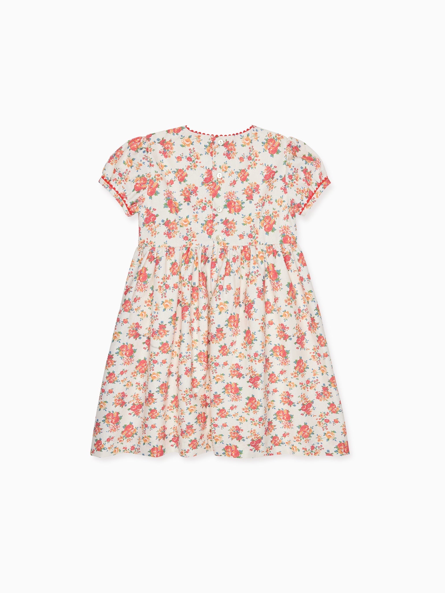 Robe Fillette Smocks Main Motif Floral Corail