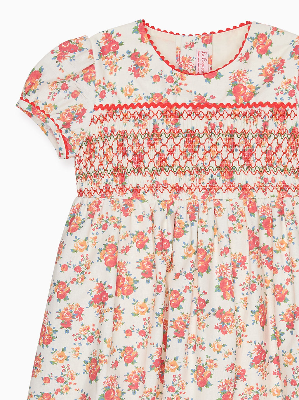 Robe Fillette Smocks Main Motif Floral Corail