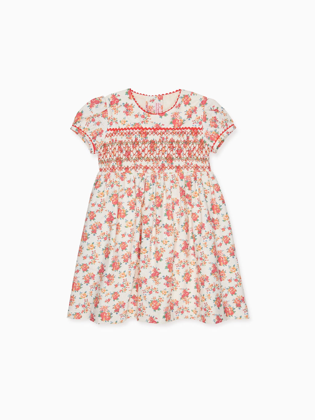 Robe Fillette Smocks Main Motif Floral Corail