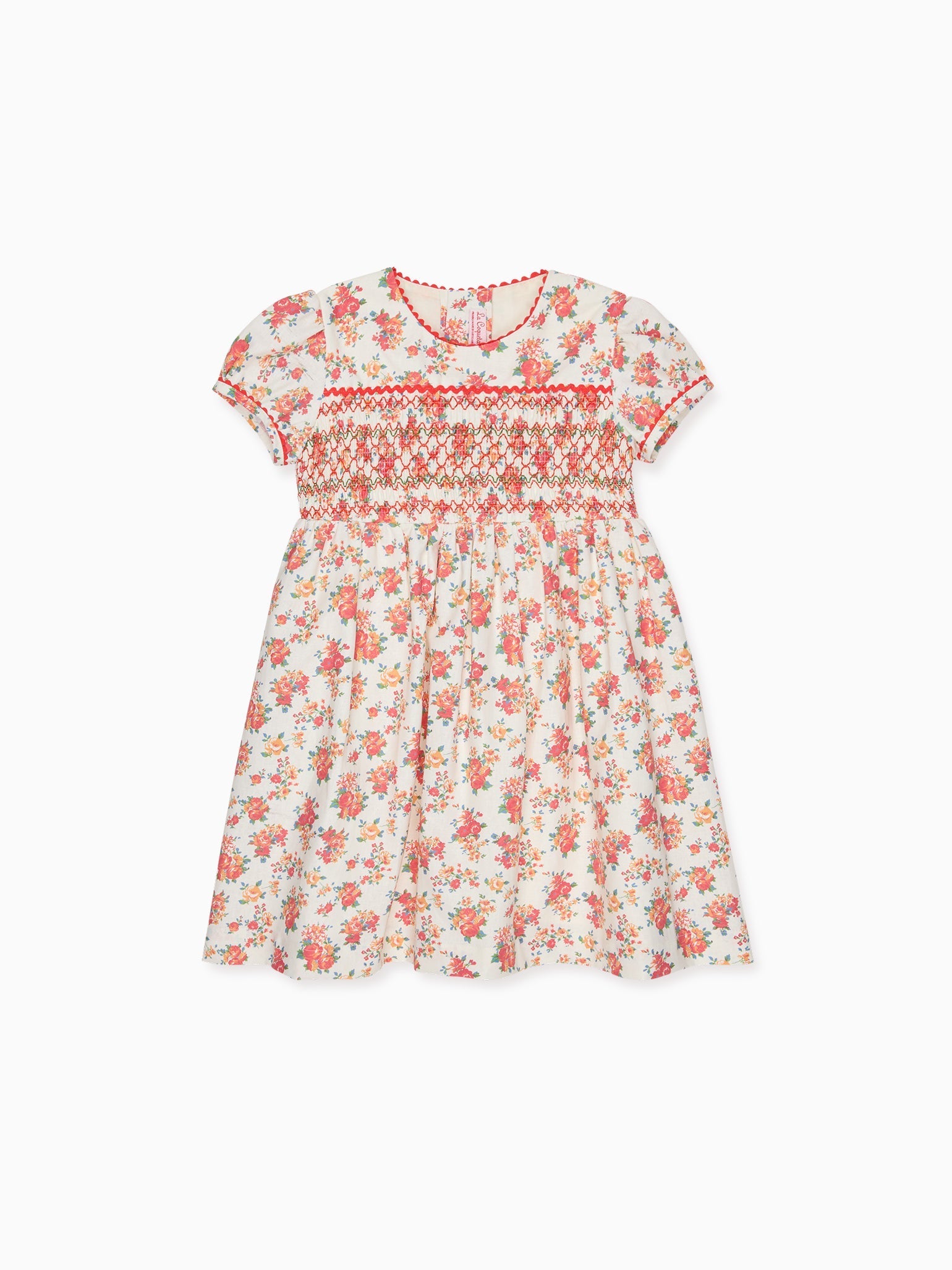 Robe Fillette Smocks Main Motif Floral Corail