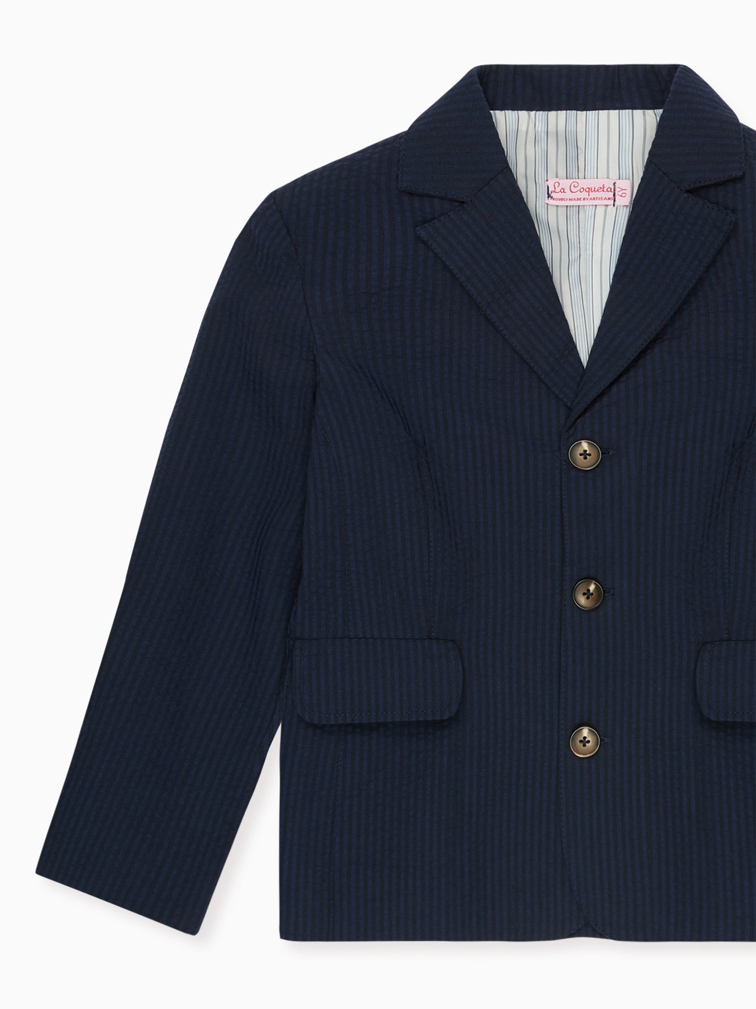 Veste d'enfant en seersucker bleu marine